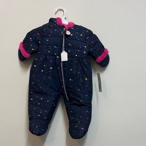 Rothschild Star Patterned Footie with Pink Accents